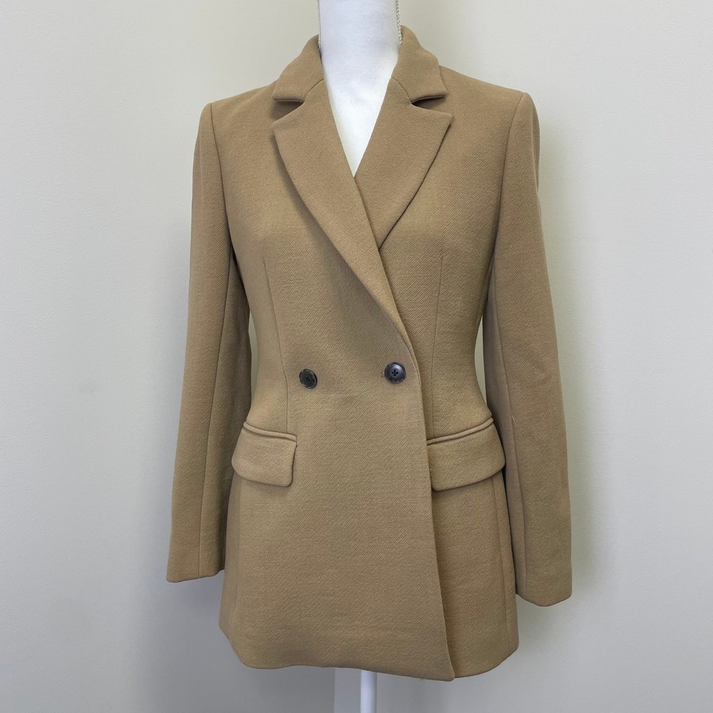 J.Crew Italian Double Cloth Wool Blazer Double Breasted Jacket 4 Camel Tan